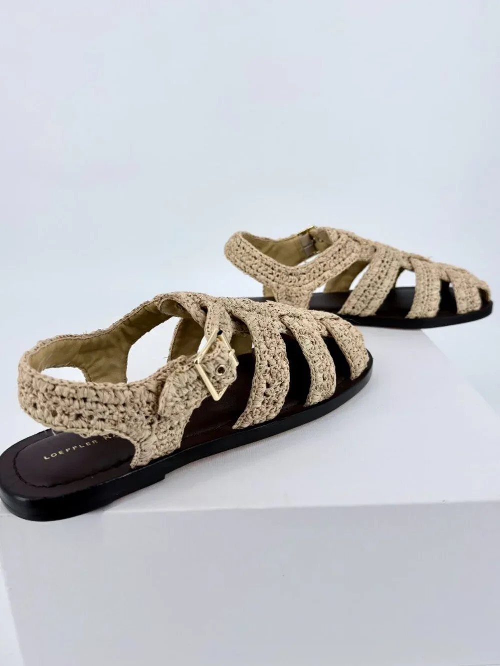 Loeffler Randall Sawyer Raffia Fisherman Sandals 10 NIB Woven Natural